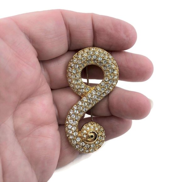 SWAROVSKI Swan Signed Clear Crystal Brooch - Picture 4 of 6